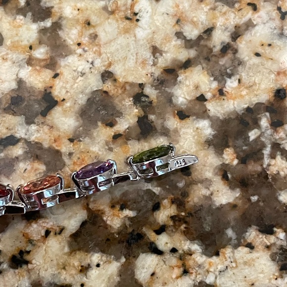 Sterling Silver and multicolored lab created gemstone bracelet. - Picture 6 of 7